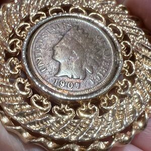 Vintage Indian Head Cent Coin Brooch
